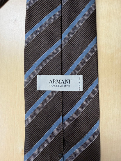 Cravatta Armani regimental marrone e blu