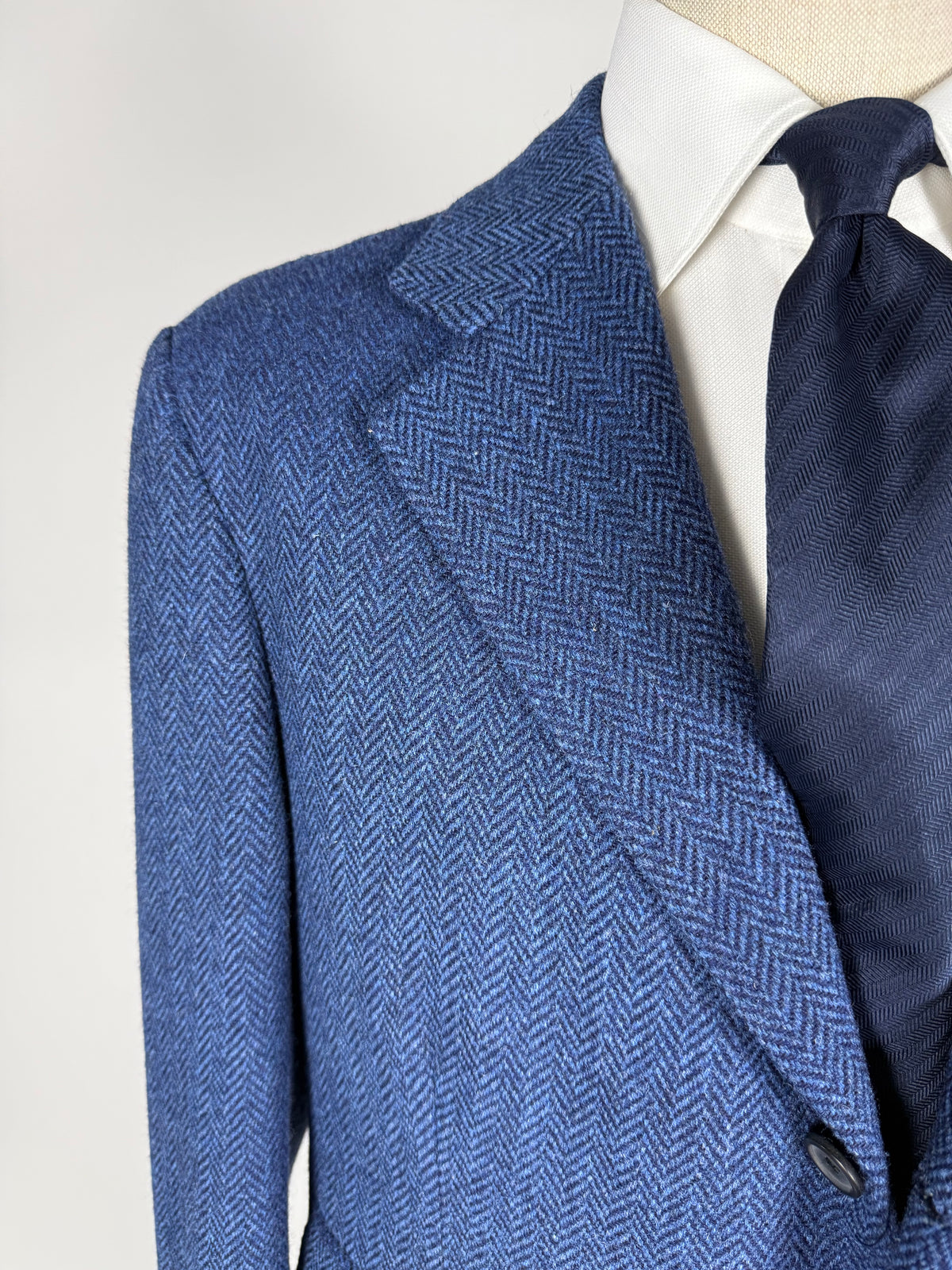 Giacca De Paz vintage tweed spigato blu - tg. 54