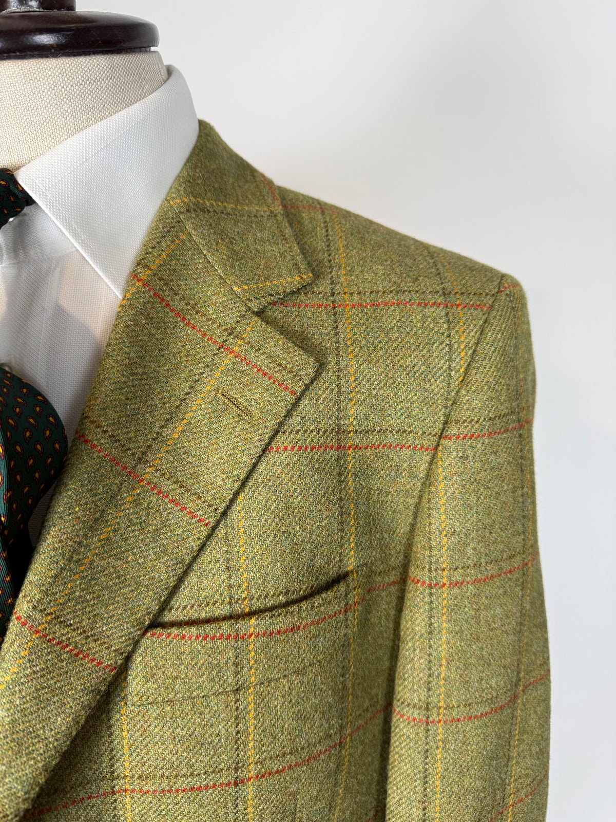 Giacca De Paz tweed verde cachi finestrato - tg. 52