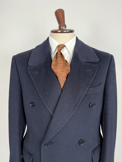 Cappotto in puro cammello blu con soffietto e martingala - tg. 48-52