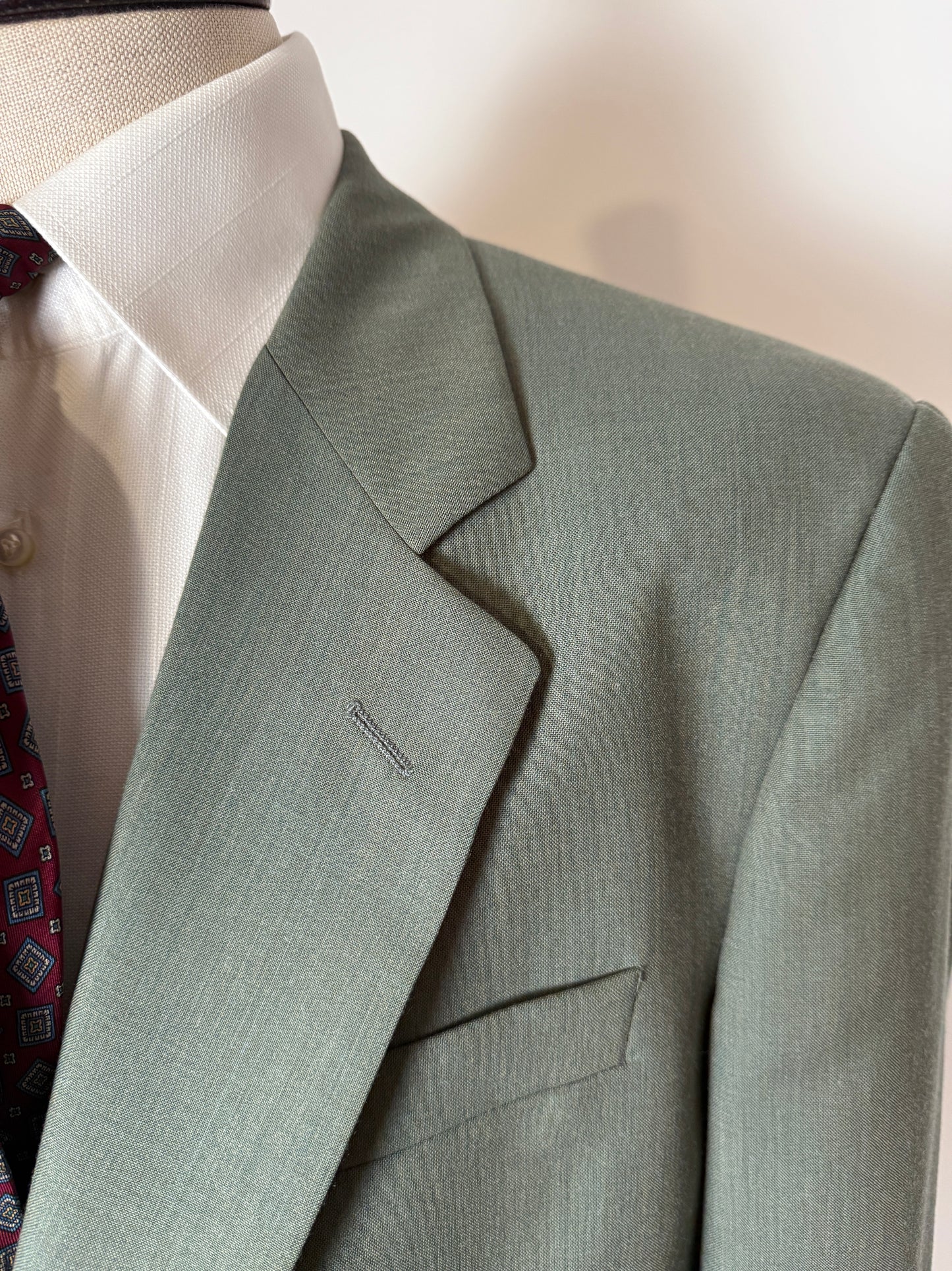 Completo anni '80 fresco lana verde menta (NOS) - tg. 54/56 drop basso