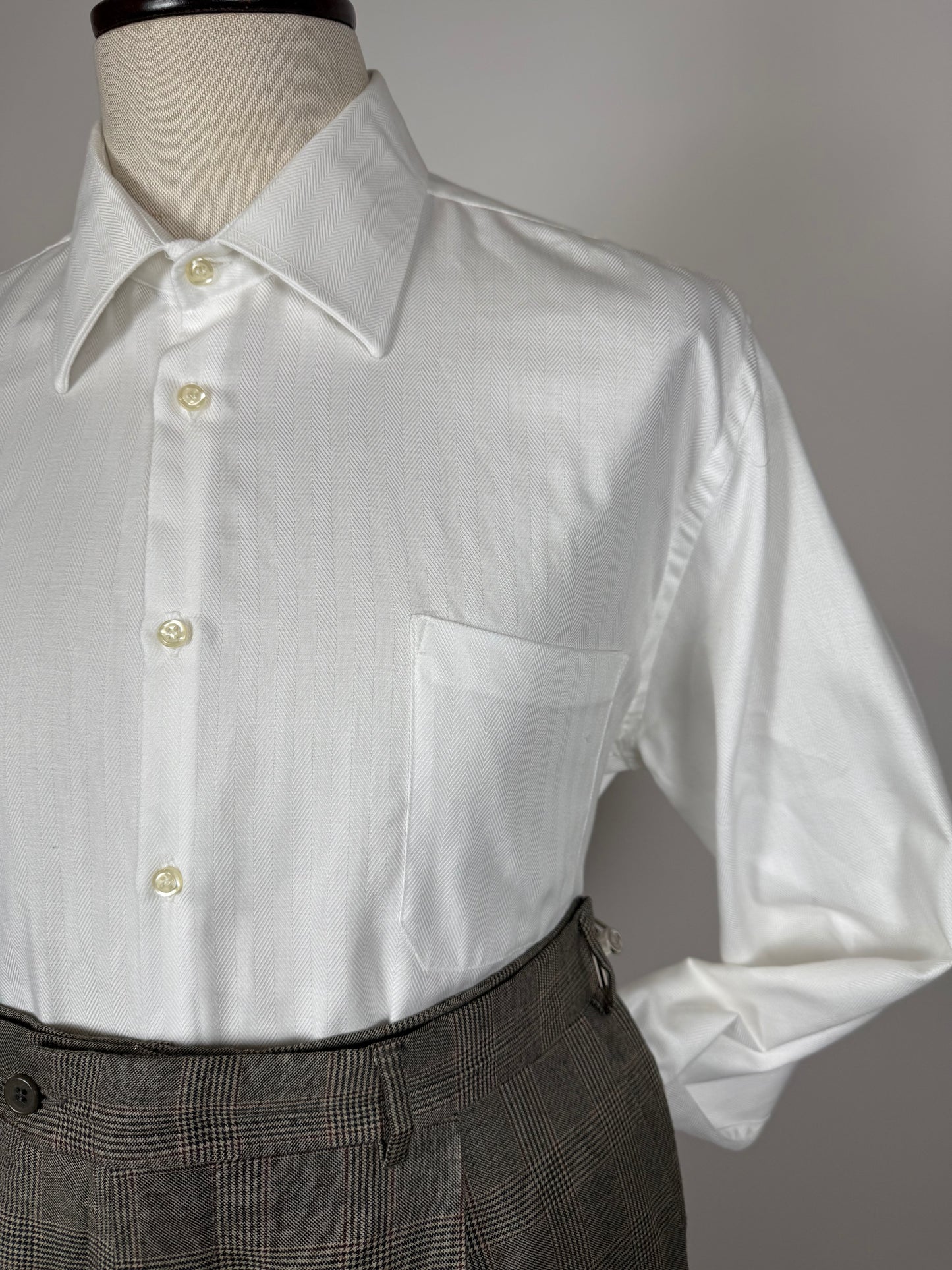 Camicia bianca cotone herringbone - XL collo 45