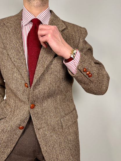 Giacca anni ‘90 in Harris Tweed marrone spigato - tg. 50