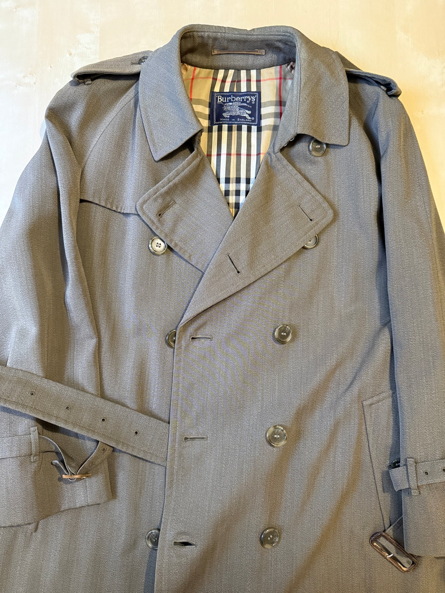 Trench Burberrys anni ‘80 in covert 100% lana - tg. 50-52