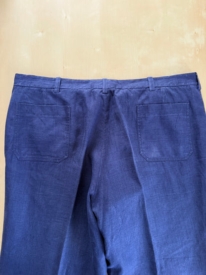 Completo sartoriale anni '70 in lino blu stile workwear - tg. 54