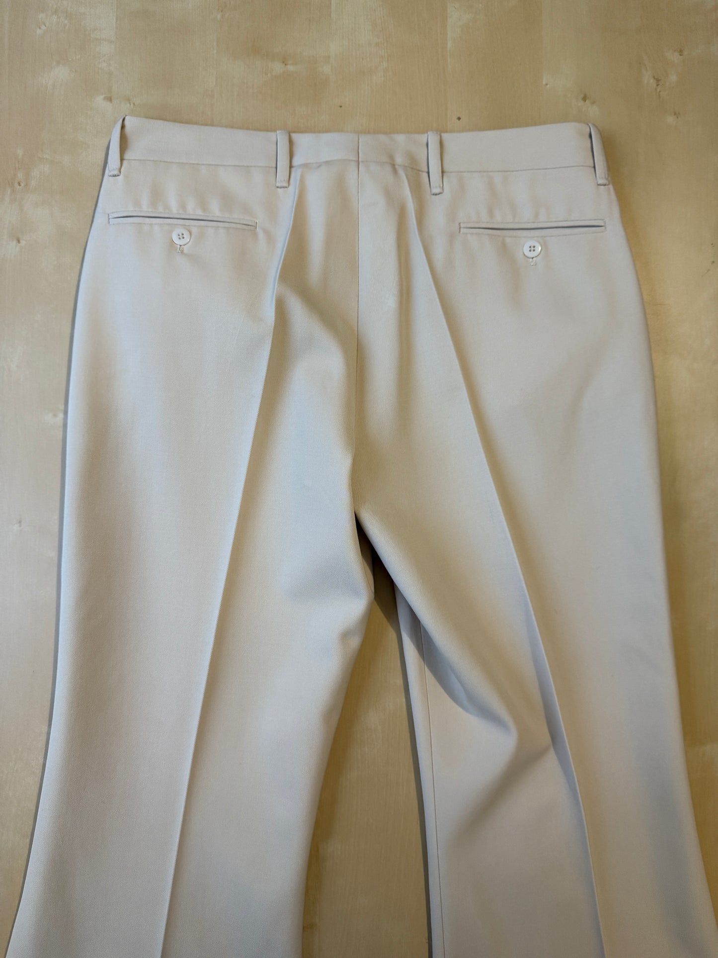 Completo sartoriale anni '70 a zampa in twill color panna - tg. 44/46