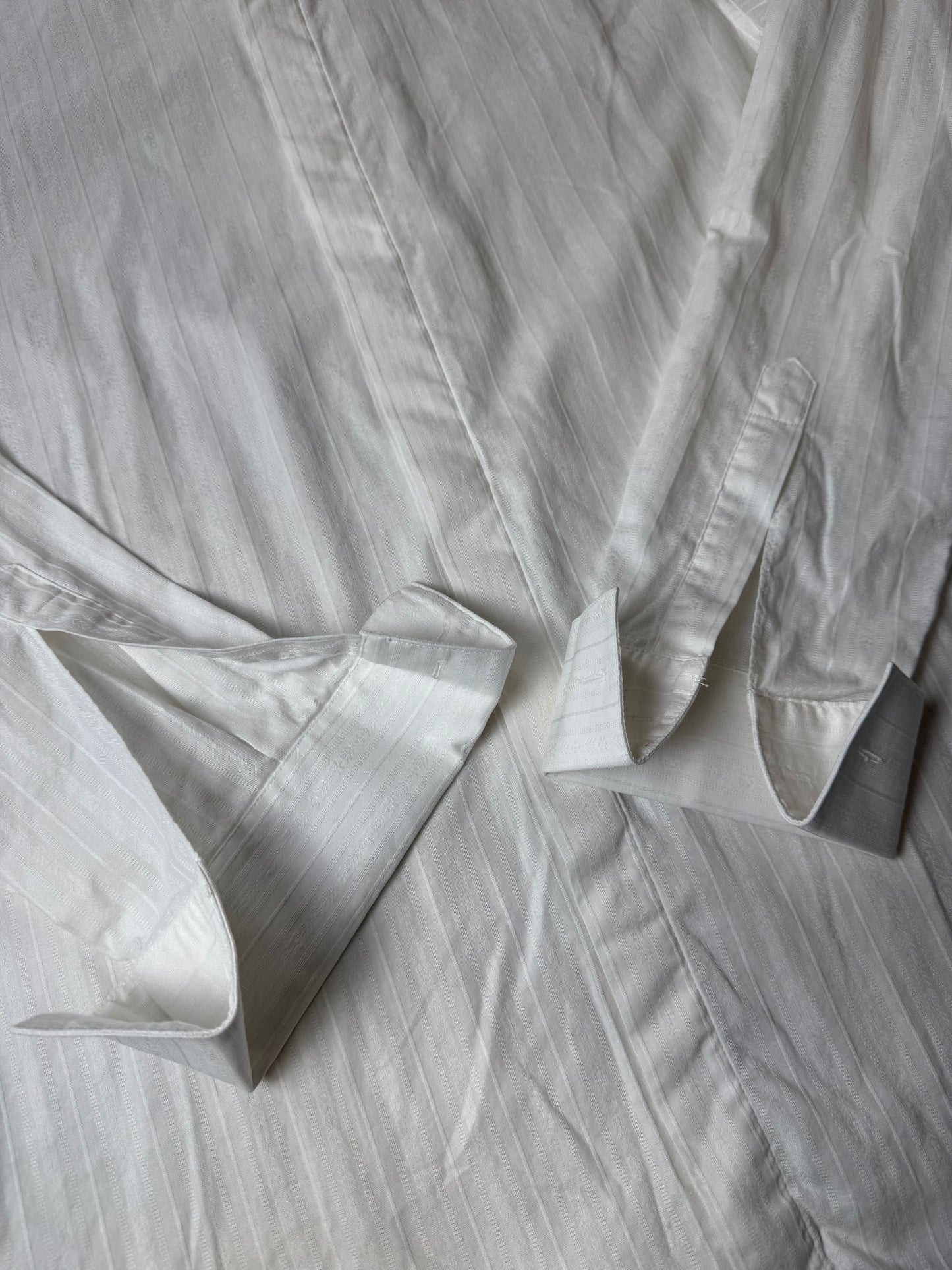 Camicia da sera cotone operato a righe collo diplomatico - M collo 40