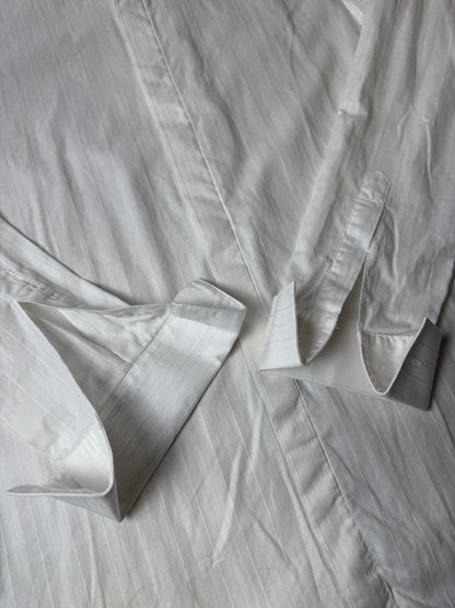 Camicia da sera cotone operato a righe collo diplomatico - M collo 40