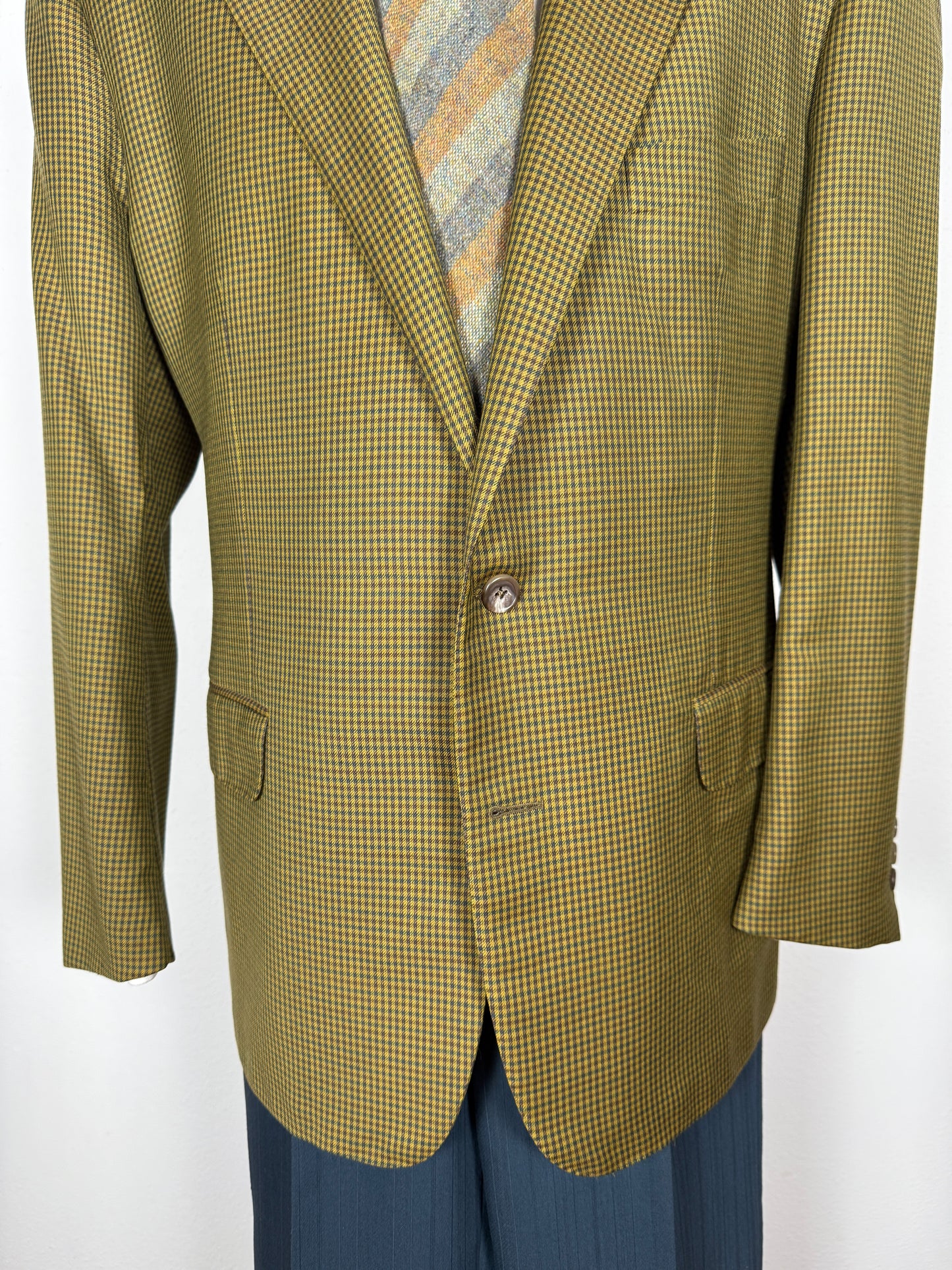 Giacca anni ‘80 flanella pied-de-poule verde - tg. 54