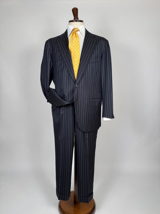 Completo sartoriale flanella pettinata blu gessato - tg. 56 drop 0-2