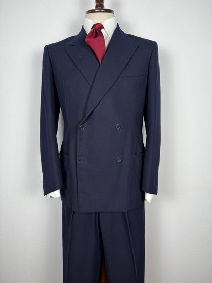 Completo doppiopetto sartoriale anni ‘40/‘50 blu spinato - tg. 46/48