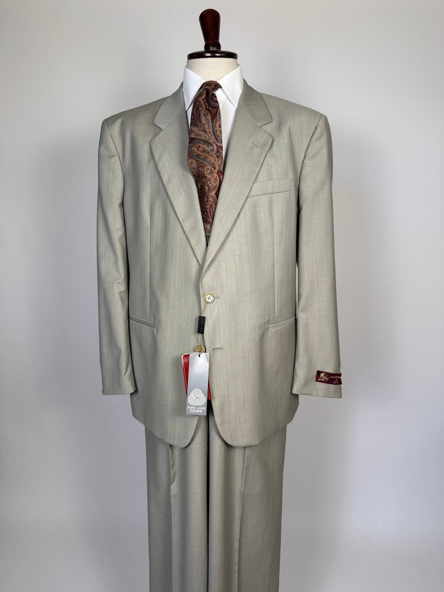 Completo fresco lana verde salvia anni '80 (NOS) - tg. 58 drop 4