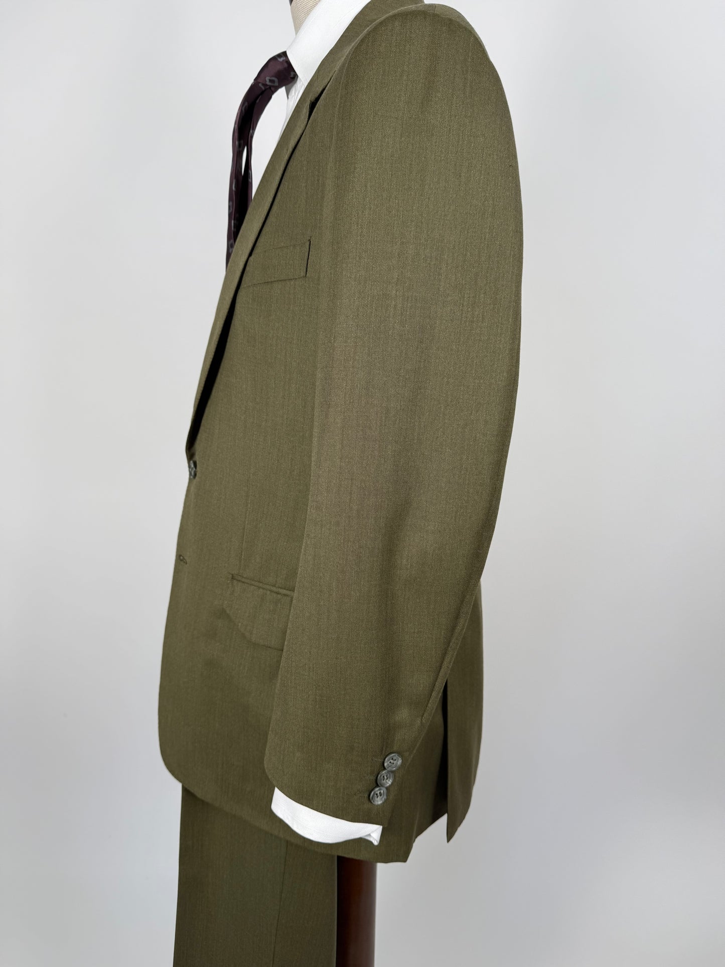 Completo anni ‘80 verde oliva lana pettinata E. Zegna - tg. 48/50