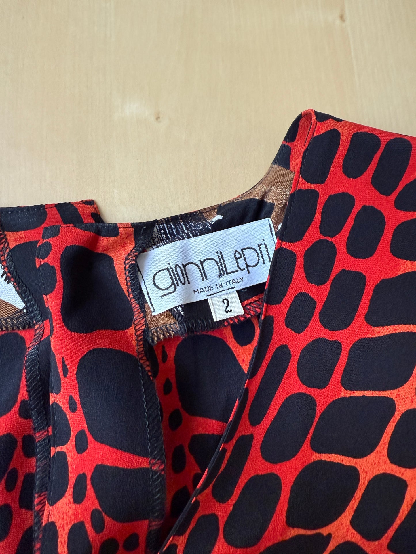 Abito anni ‘80 in pura seta animalier/astratto - tg. 42/44