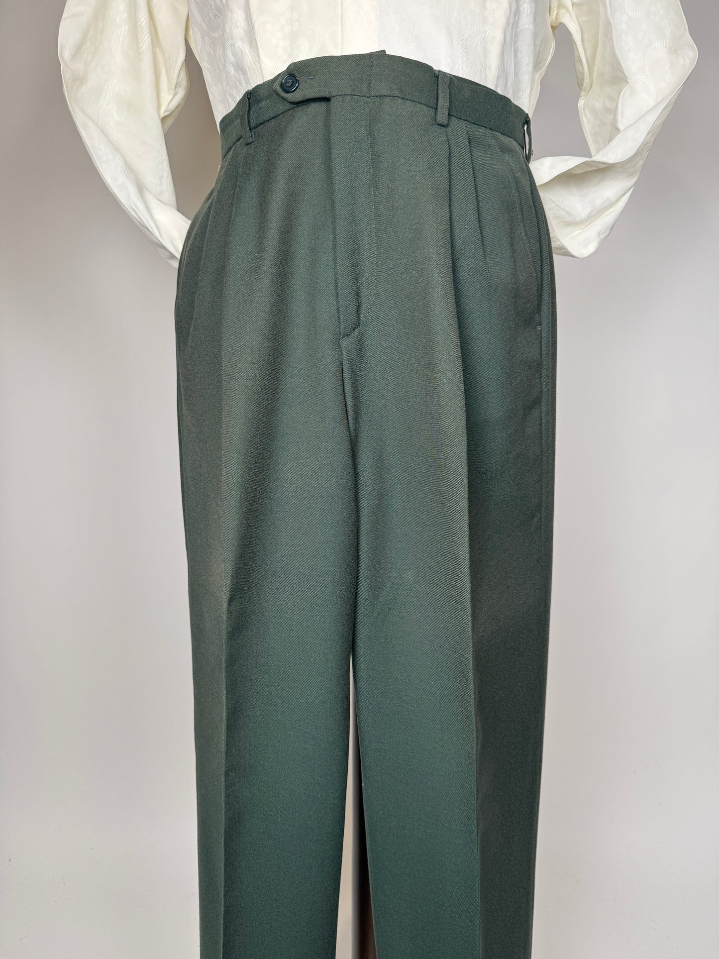 Pantaloni anni ‘80 in flanella verde - tg. 46/48