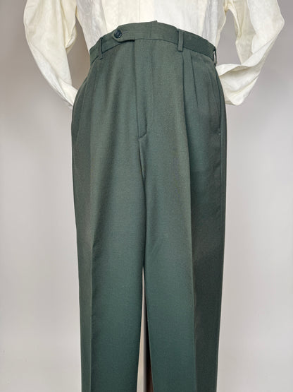 Pantaloni anni ‘80 in flanella verde - tg. 46/48