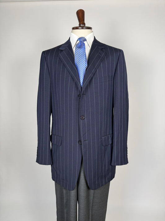 Giacca Gianni Versace anni '90 fresco lana blu gessato - tg. 52