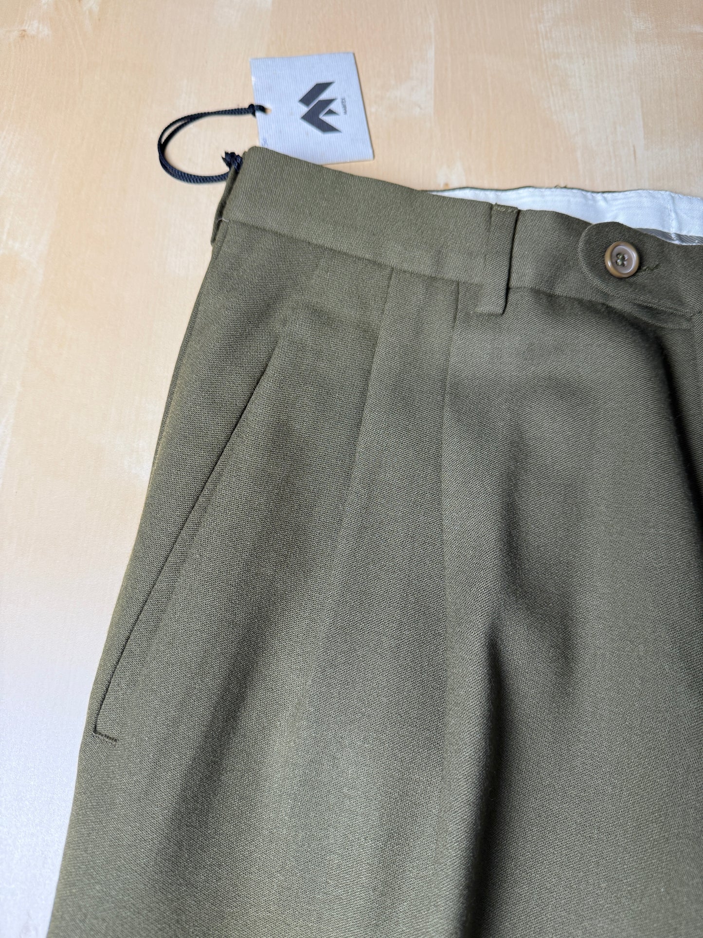 Pantaloni anni ‘80 flanella verde oliva (NOS) - tg. 48