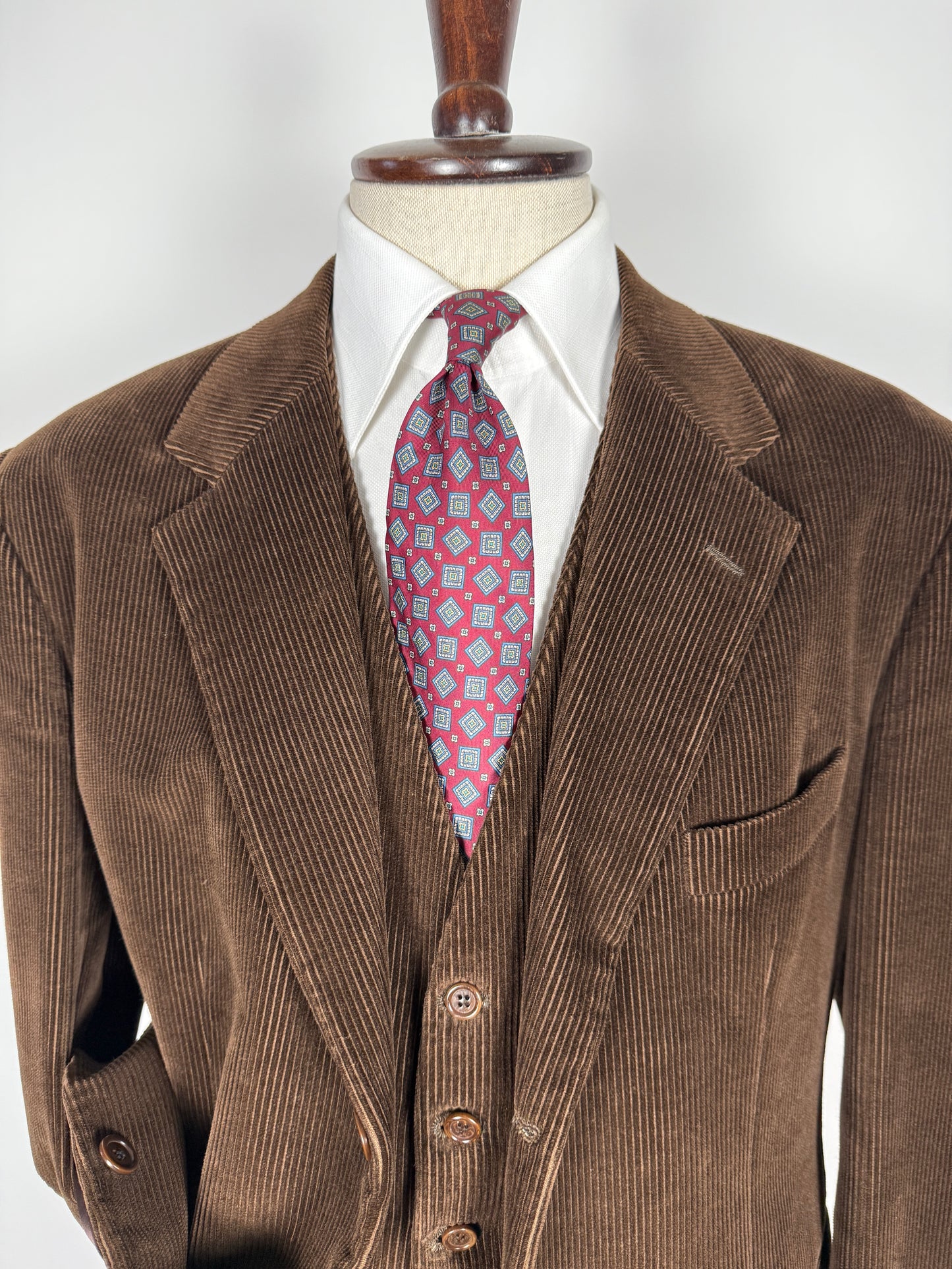 Giacca + panciotto anni '90 in velluto a coste marrone - tg. 56