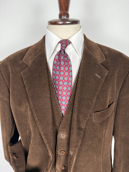 Giacca + panciotto anni '90 in velluto a coste marrone - tg. 56