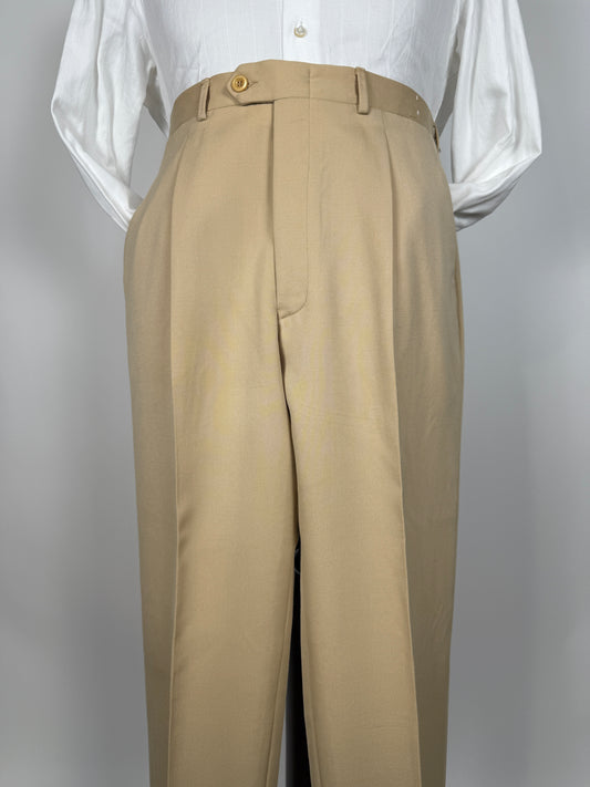 Pantaloni anni ‘70/'80 in twill di lana beige (NOS) - tg. 50