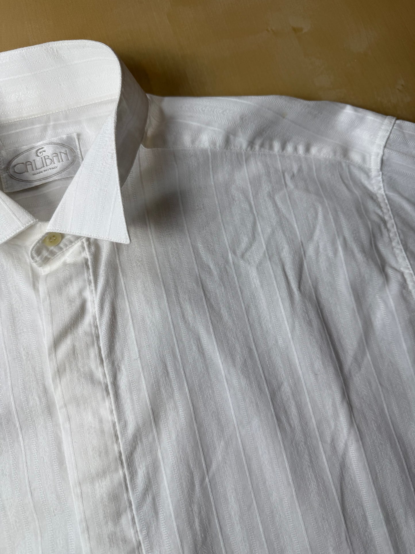 Camicia da sera cotone operato a righe collo diplomatico - M collo 40