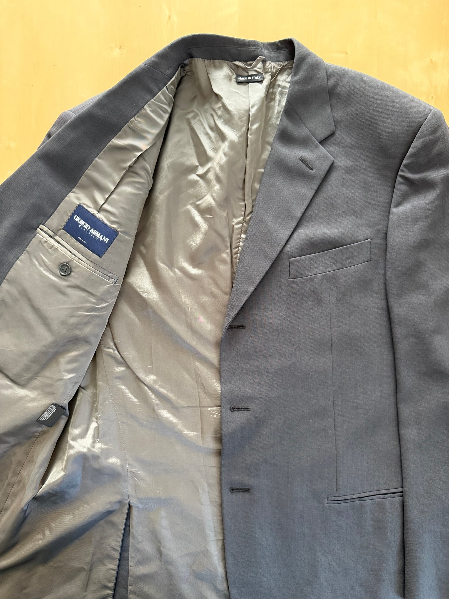 Completo Armani anni '90 fresco lana grigio petrolio - tg. 54