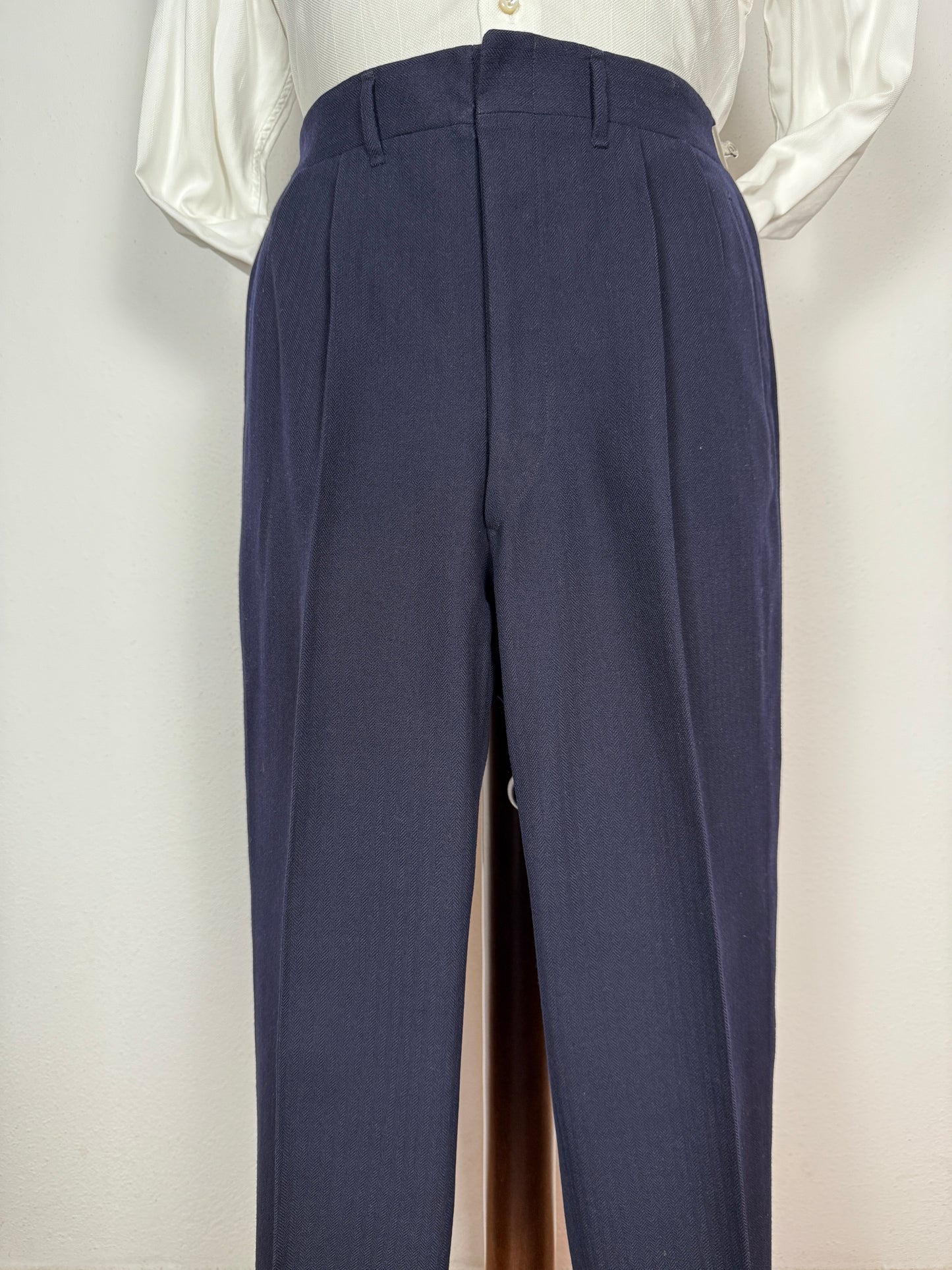 Completo doppiopetto sartoriale anni ‘40/‘50 blu spinato - tg. 46/48