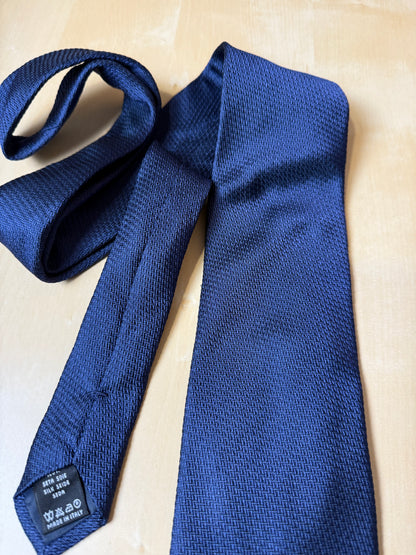 Cravatta Valentino grenadine blu tinta unita