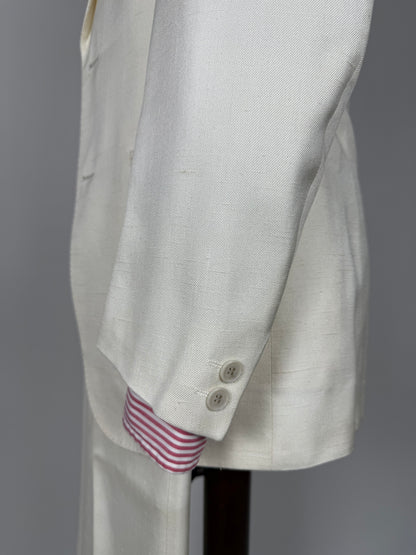 Completo 3 pezzi anni '70 seta shantung avorio - tg. 42/44