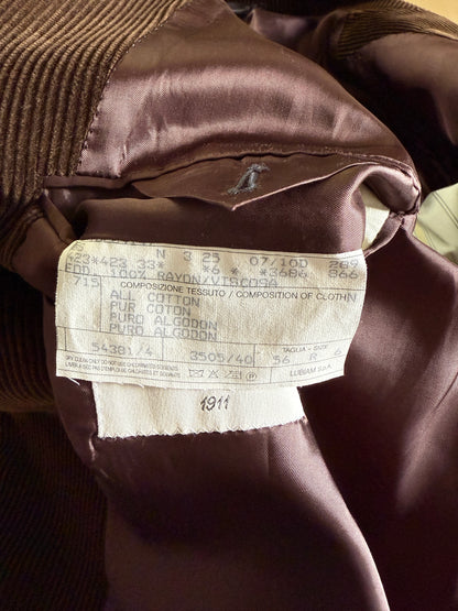 Giacca + panciotto anni '90 in velluto a coste marrone - tg. 56