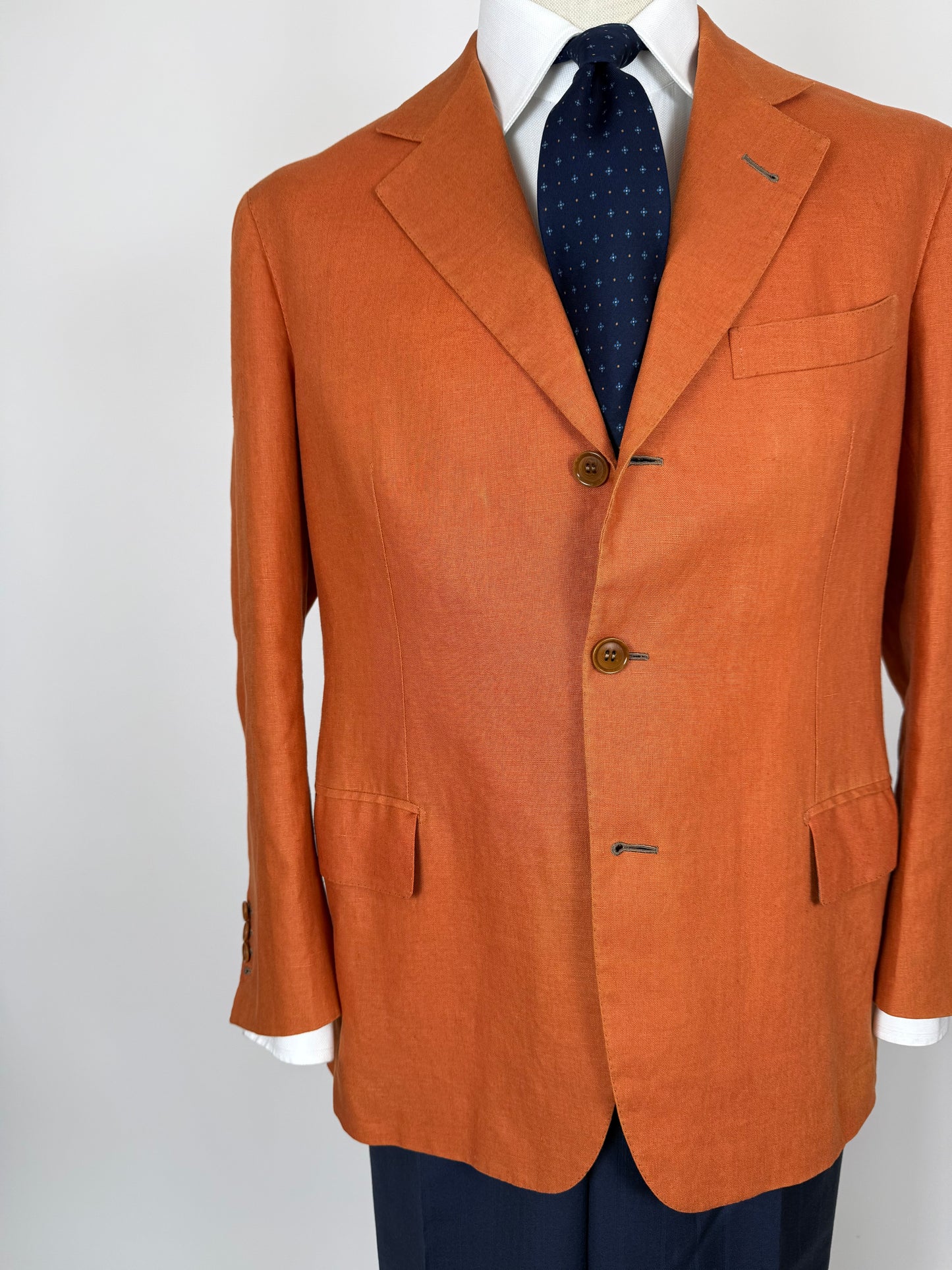 Giacca sartoriale D. Caraceni-Campagna lino irlandese arancio - tg. 50/52