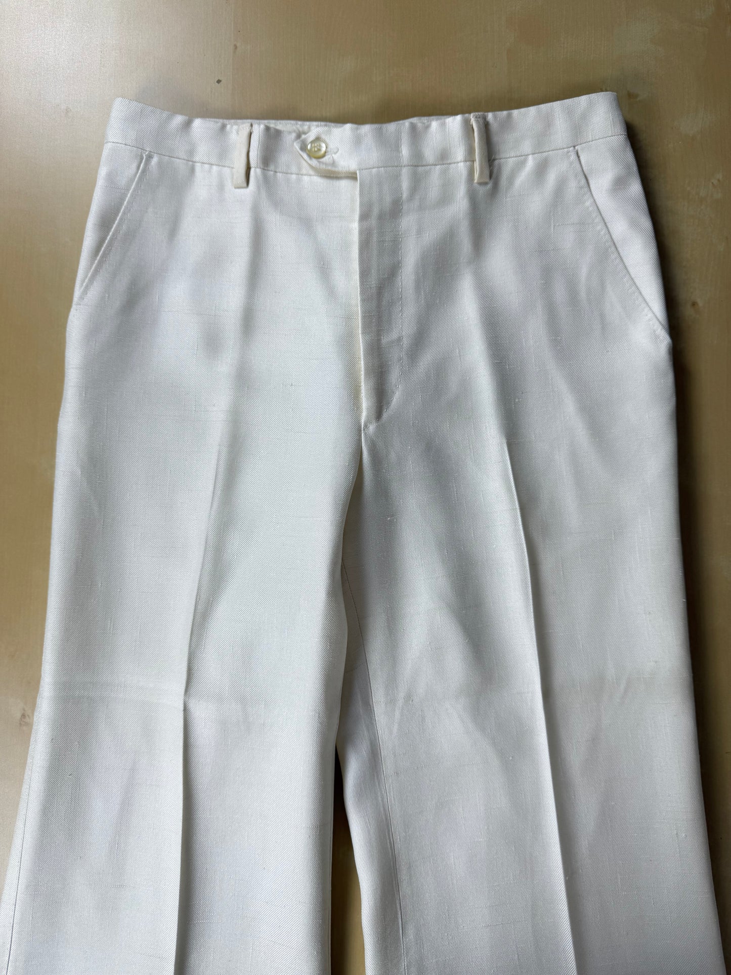 Completo 3 pezzi anni '70 seta shantung avorio - tg. 42/44