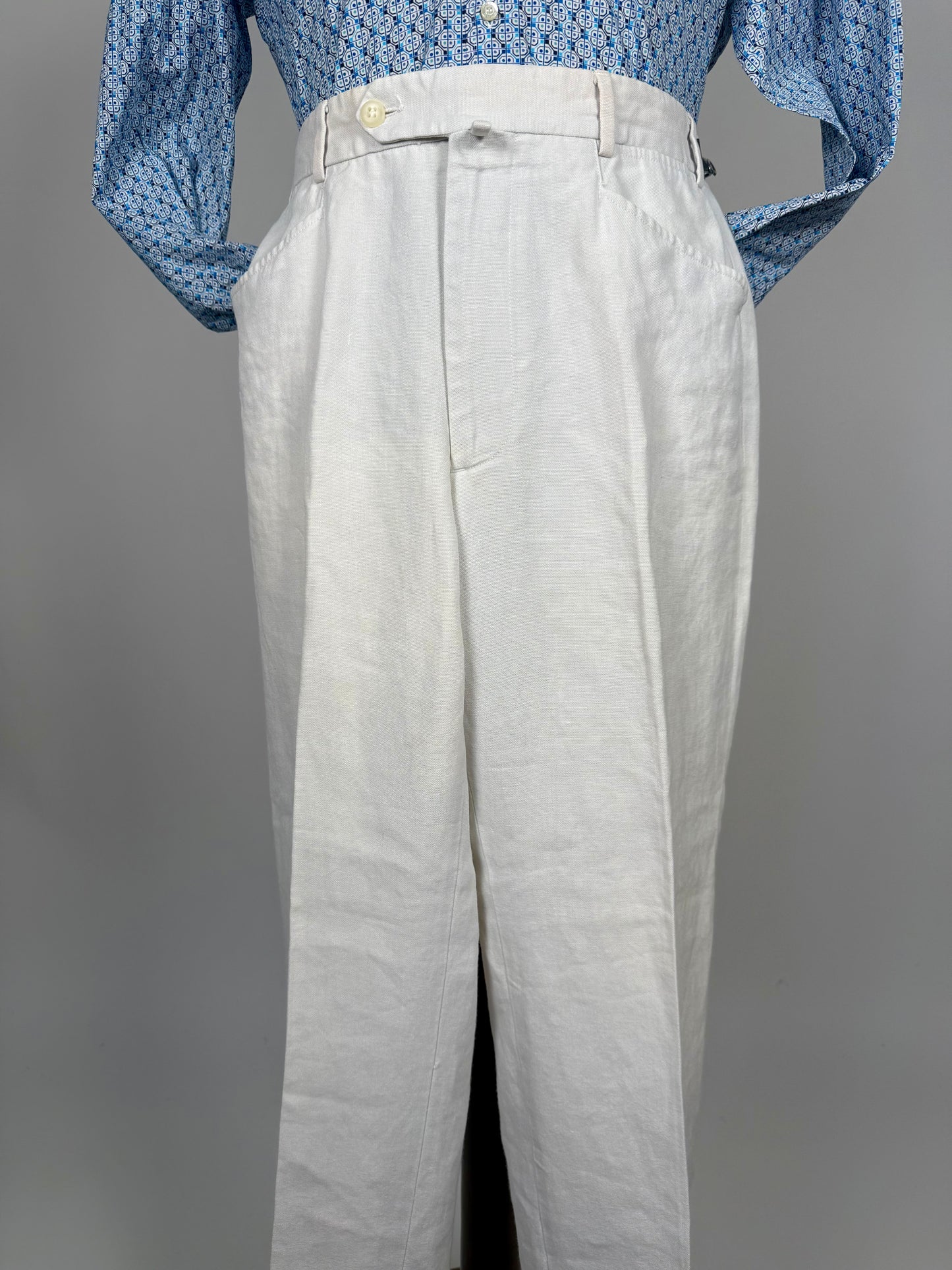 Pantaloni Incotex bianchi 100% lino - tg. 50