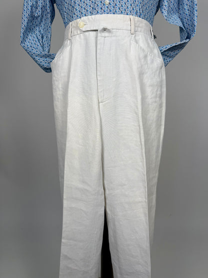 Pantaloni Incotex bianchi 100% lino - tg. 50