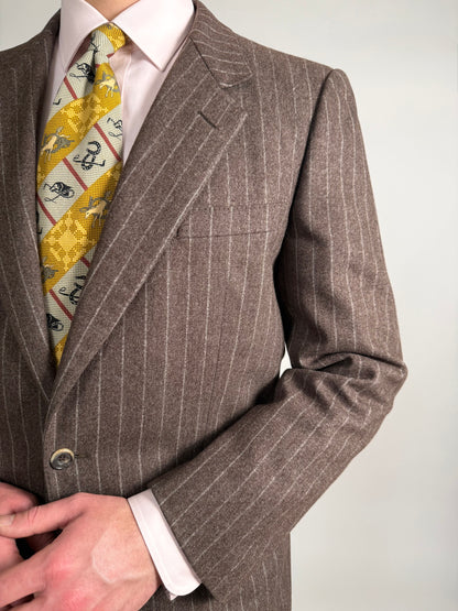 Giacca Ermenegildo Zegna anni ‘80 flanella marrone gessato - tg. 50