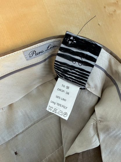 Pantaloni in lino marrone tabacco anni '90 (NOS) - tg. 56