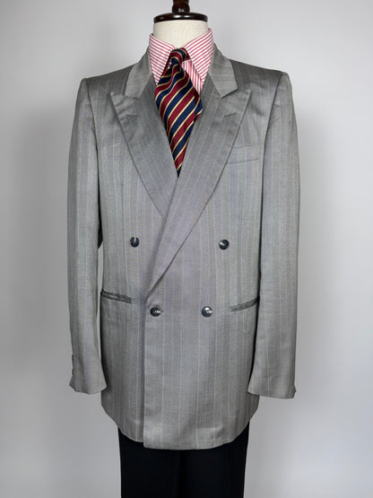 Giacca doppiopetto Christian Dior anni '70/'80 lana e seta chevrons - tg. 52 lunga