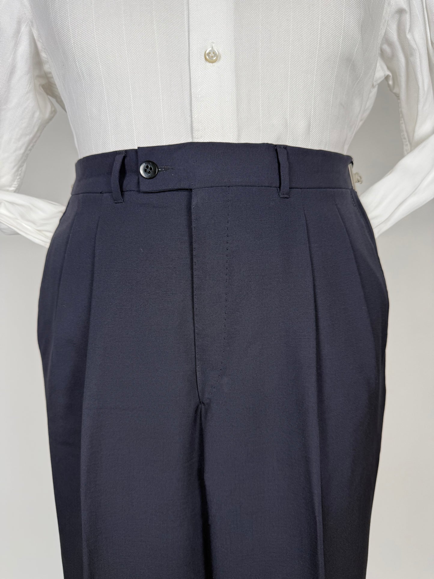Pantaloni anni '70/'80 fresco lana blu - tg. 48