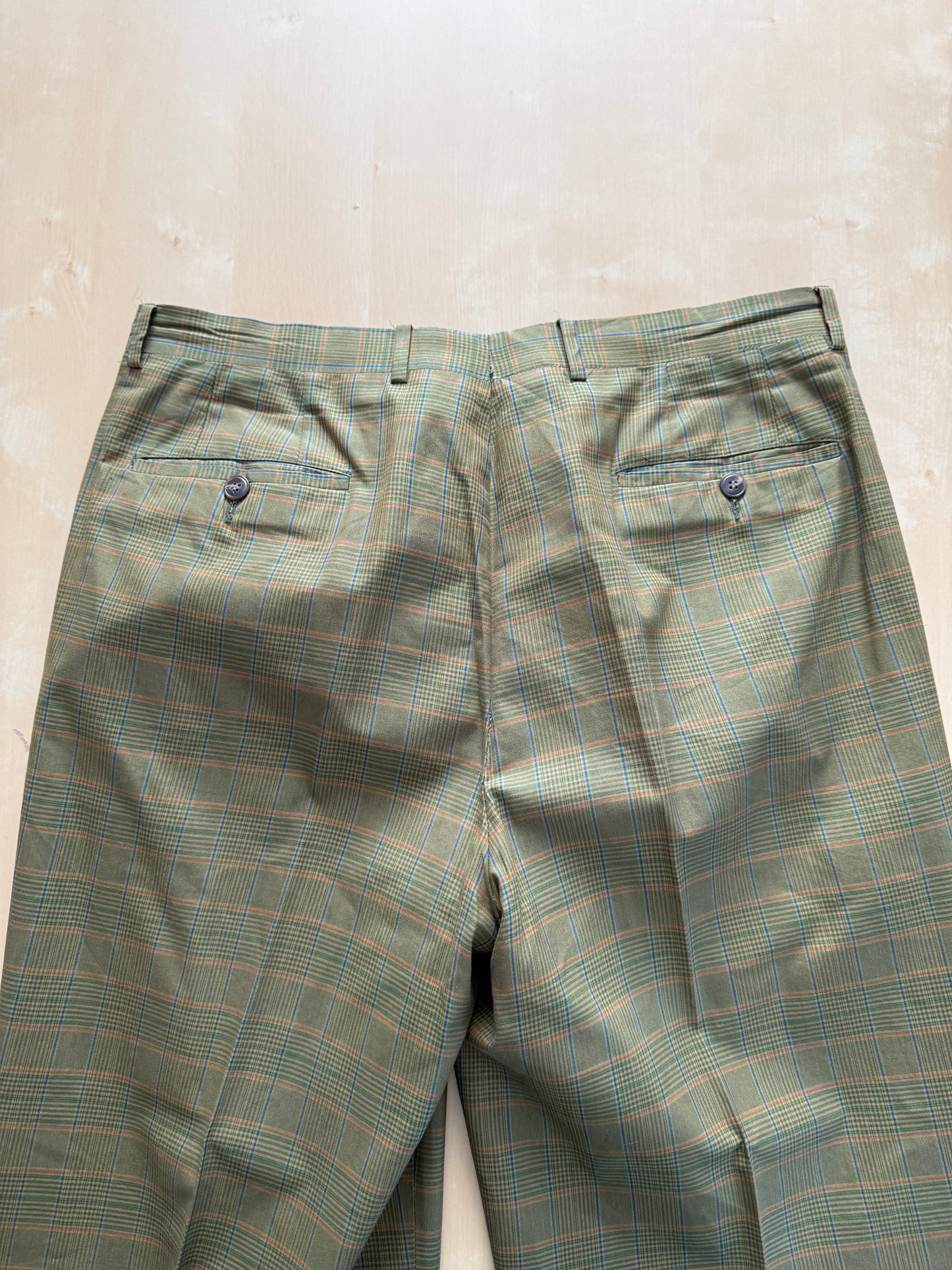 Completo anni ‘80 verde a quadri in cotone sfoderato - tg. 50