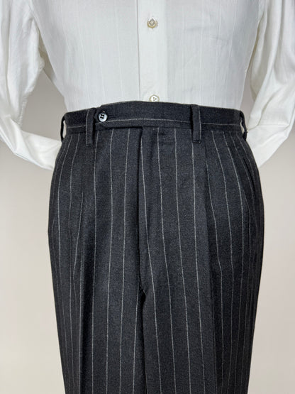 Completo gessato sartoriale in flanella lana e cashmere tessuto Loro Piana - tg. 50