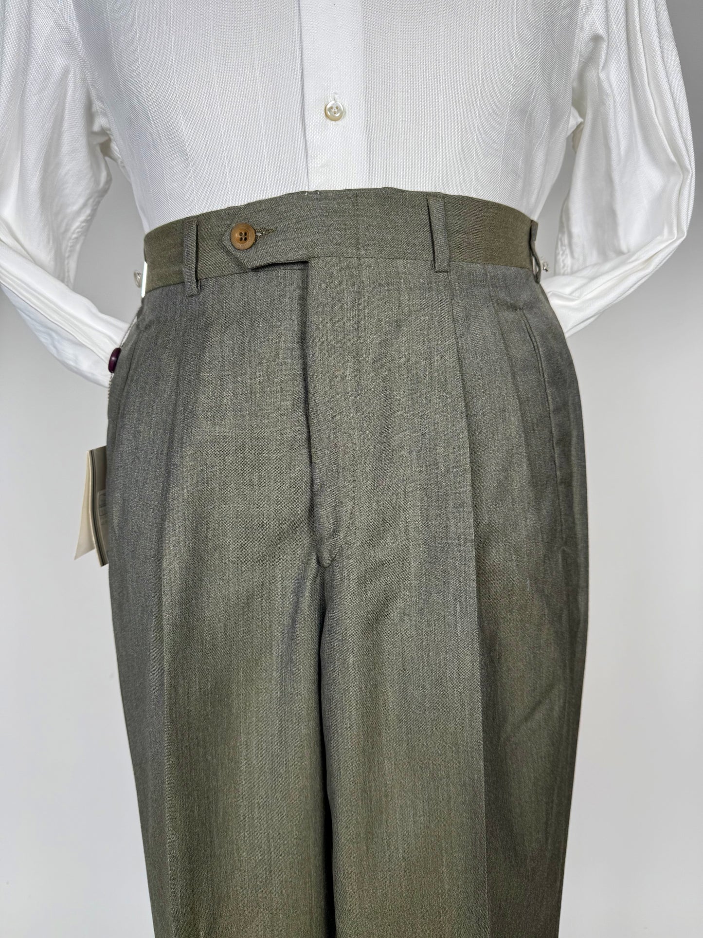 Pantaloni fresco lana verde scuro/cachi anni '80 (NOS) - tg. 46/48