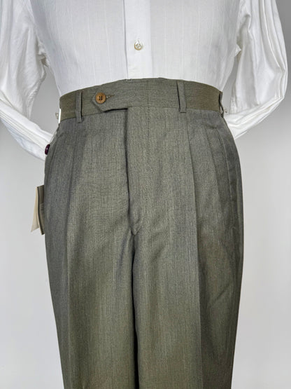 Pantaloni fresco lana verde scuro/cachi anni '80 (NOS) - tg. 46/48