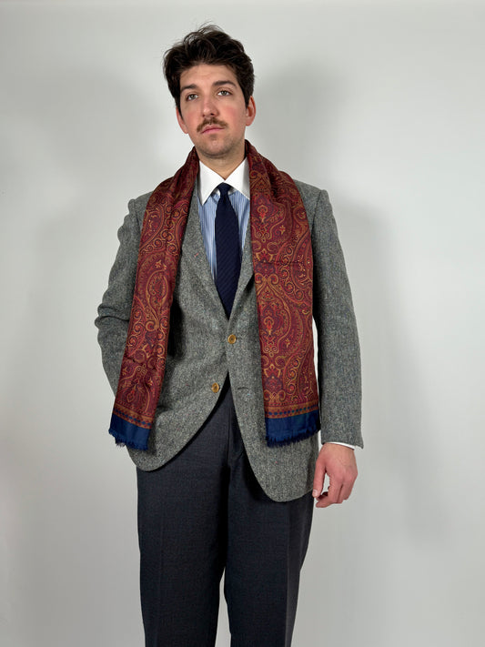 Sciarpa tubolare doppio tessuto seta paisley e lana