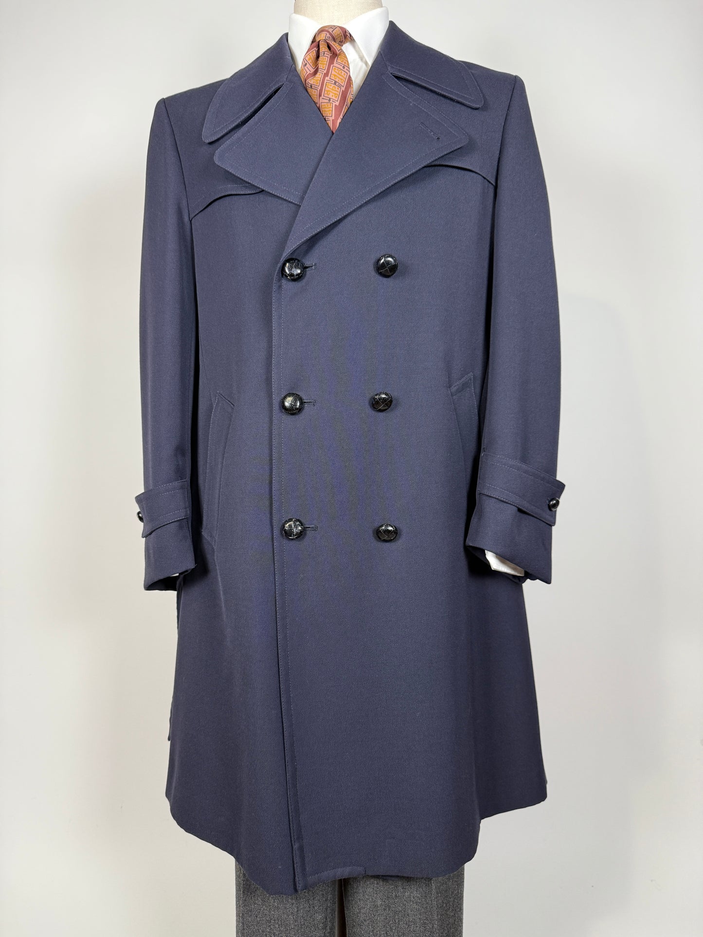 Cappotto/trench anni ‘70 in twill di lana - tg. 48-50