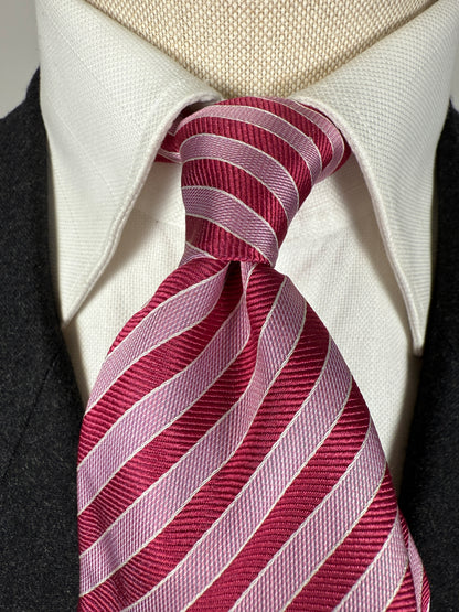Cravatta Armani in raso a righe rosa