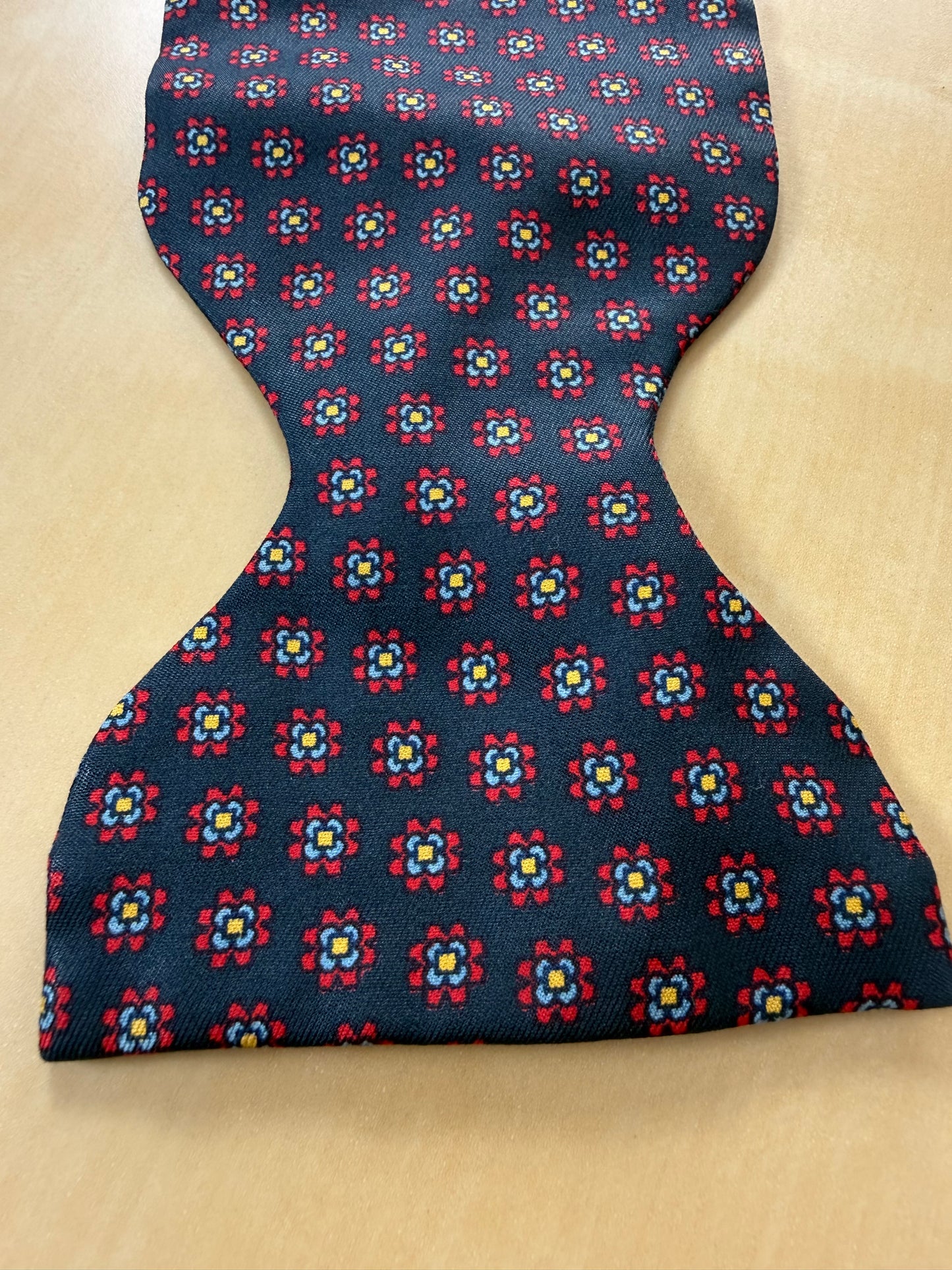 Papillon vintage blu micro fantasia fiori