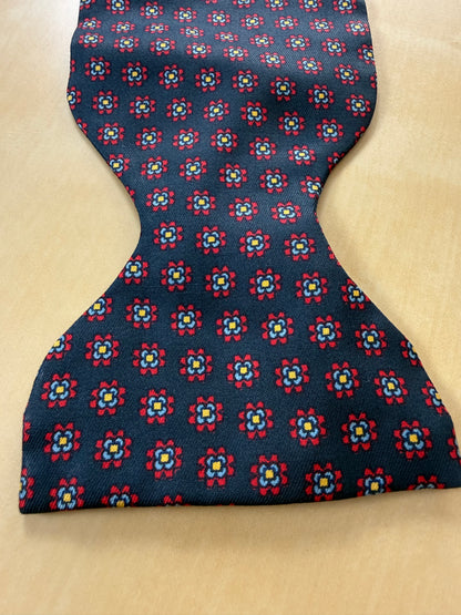 Papillon vintage blu micro fantasia fiori