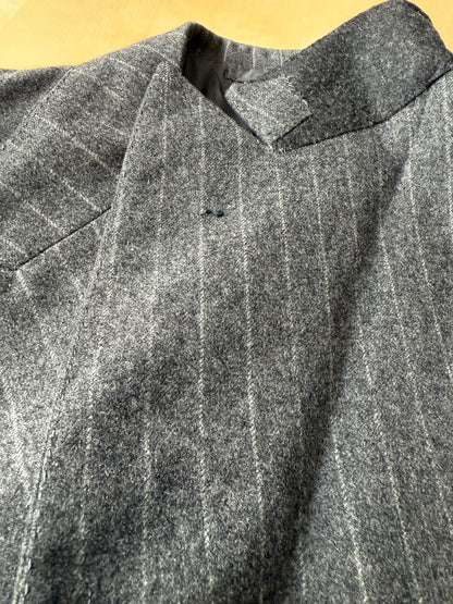 Completo doppiopetto sartoriale anni ‘70 in flanella grigio gessato - tg. 50/52 drop basso