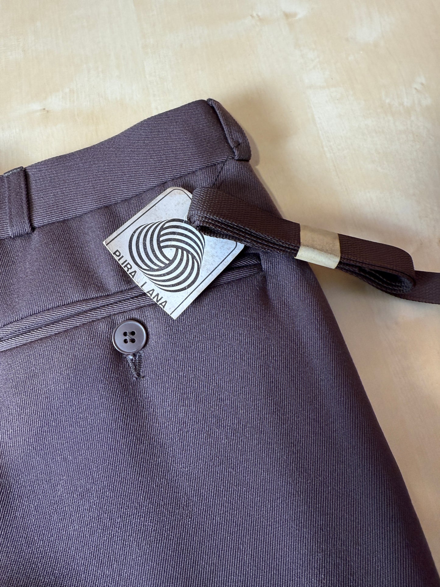 Pantaloni anni ‘80 in twill di lana color cioccolato (NOS) - tg. 44
